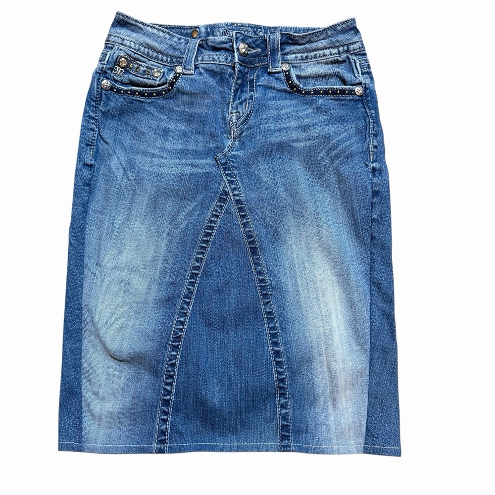 Women's Miss Me Jean Skirt Knee Length Pencil Straight Size 28